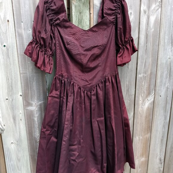 Vintage Taffeta Dress Burgundy VICTORIANA Gown 33" Bust 28" Waist Formal 80s 90s - Picture 3 of 10